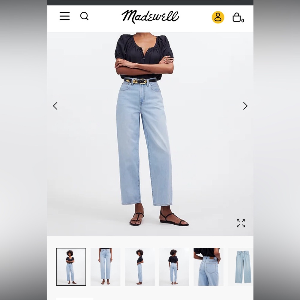 Madewell Perfect vintage wide leg crop Jean in Fitgerald wash. Size 26
